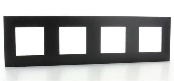 Valena plaque 4 postes horizontal - vertical entraxe 71mm Noir Chrome vue 1