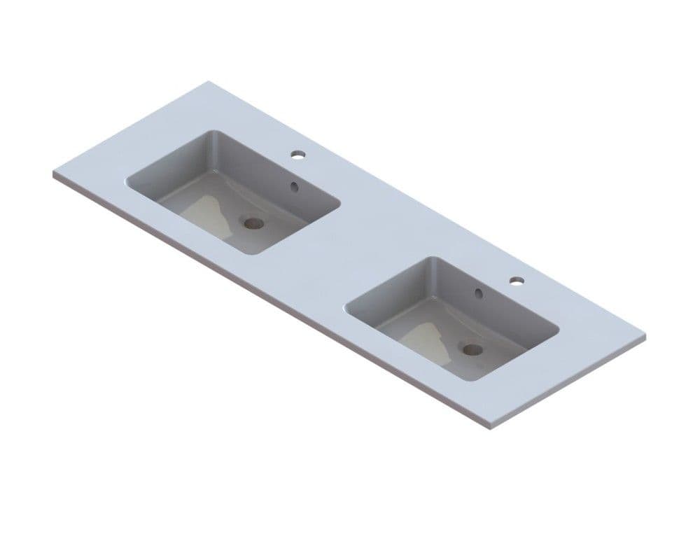 intro Taz tablette intégrée marbre minéral avec 2lavabos 1400x500mm blanc vue 1