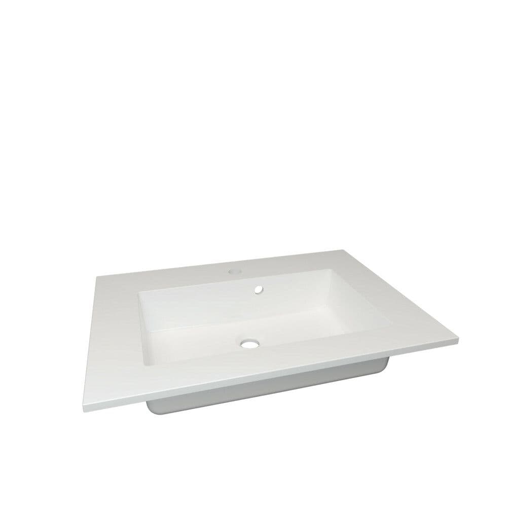 Van Marcke Don II tablette intégrée avec 1 lavabo encastré 700 x 500 mm blanc vue 1