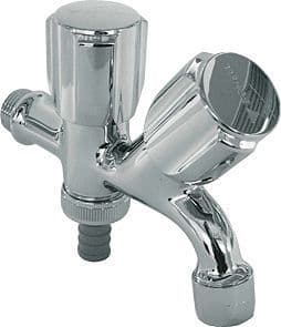 ROBINET DOUBLE SERVICE AVEC RACCORD FLEXIBLE SUPPLEMENTAIRE SCHELL 1/2"CHROME vue 1