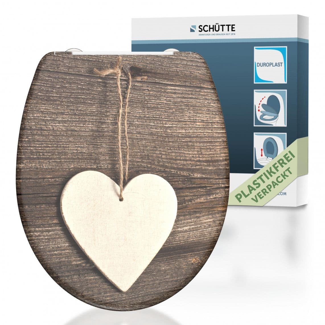 82377 abattant WC en Duroplast WOOD HEART, avec frein de chute et déclipsable vue 1