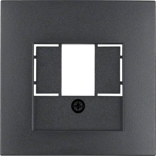 Enjoliveur pour prise informatique et connexions haut - parleurs Berker S.1 / B.3 / B.7 Anthracite, vue 1