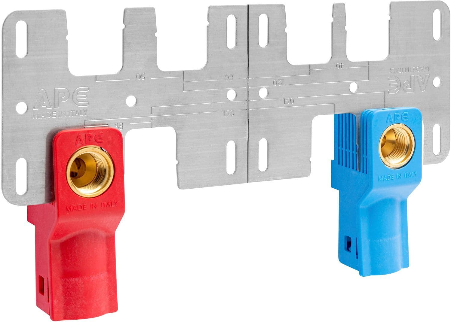 SET 2 PIECES BOITES A ENCASTRER (BLEU + ROUGE) 16MM-1/2"F + PLAQUE DE MONTAGE ALUPEX vue 1