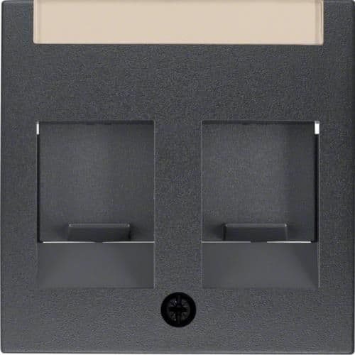 Enjoliveur avec 2 volets antipoussière et porte - étiquette Berker S.1 / B.3 / B.7 Anthracite, mat vue 1