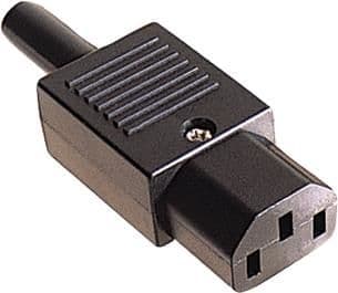 Prise IEC femelle 3 alvéoles - 6A - 230V vue 1