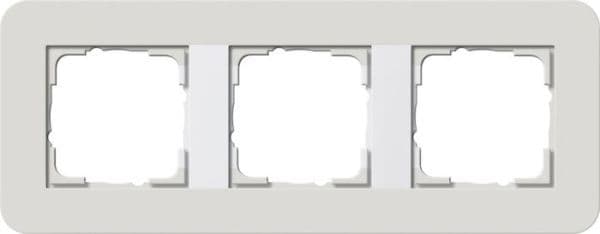Cadre de finition Gira E3 Soft-Touch Gris clair avec cadre de support Blanc brillant Soft-Touch vue 1