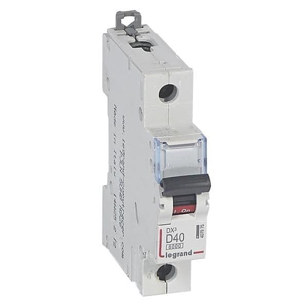 Disjoncteur DX³ 6000A / 10kA 1 pôle courbe D 40A 400V 1 module vue 1