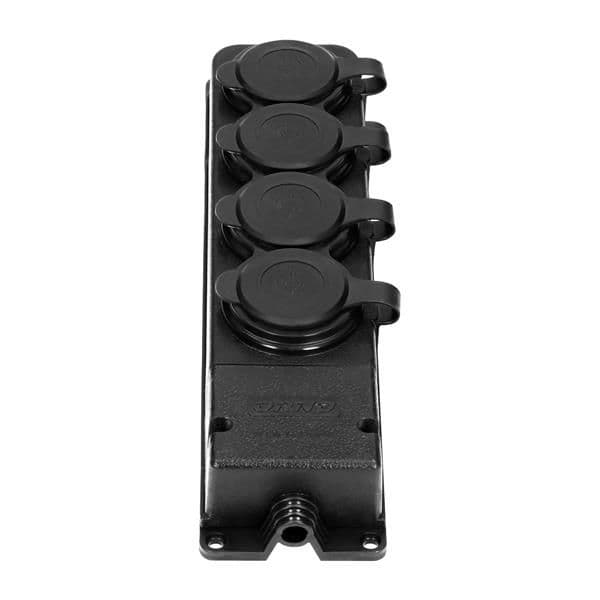Prolongateur multiprise robuste, caoutchouc IP44, 4 prises, boîtier ignifugé, profil très bas 5cm vue 1
