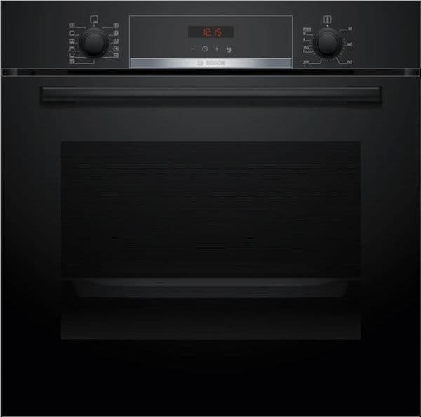 Four serie 4 multifonction 60cm, classe A+, 7 modes de cuisson, pyrolyse, display Rouge, Noir Noir A vue 1