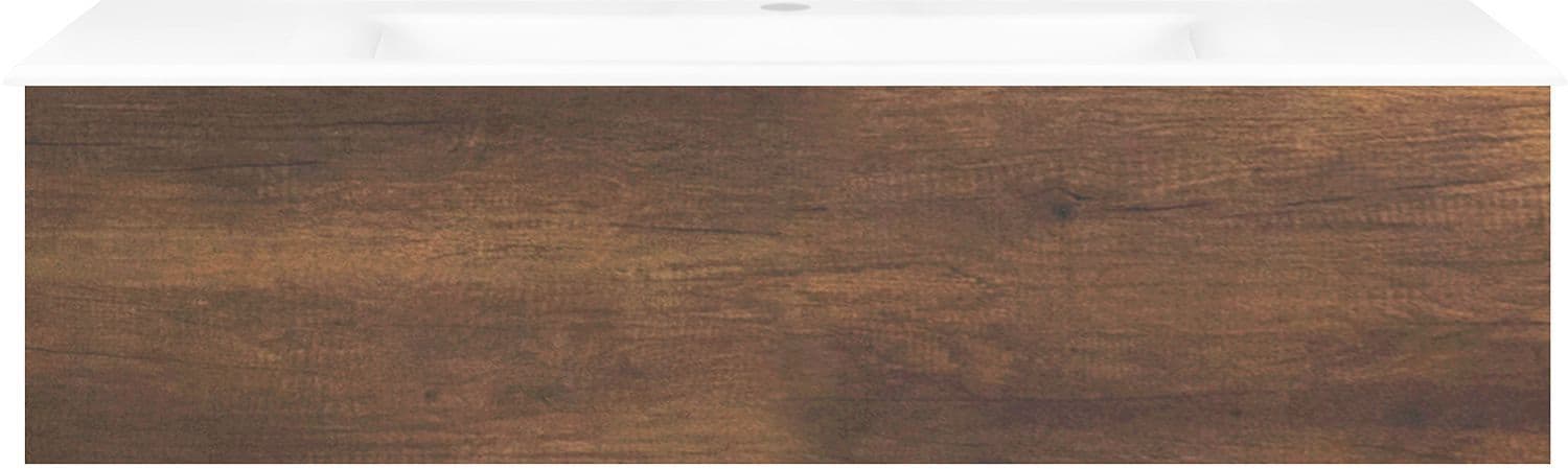SOUS MEUBLE COFFEE 1 TIROIR 120 CHENE ROUILLE +LAVABO PORCELAINE BLANC vue 1