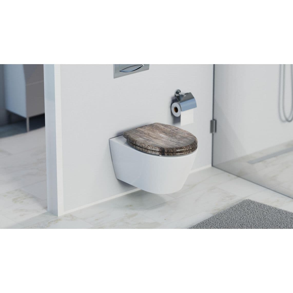 82368 abattant WC en Duroplast OLD WOOD, avec frein de chute et déclipsable vue 1