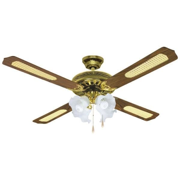 Ventilateur décoratif avec 4 lampes E27 Marron doré diamètre 130 70W vue 1