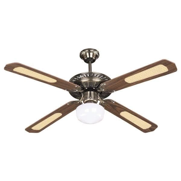 Ventilateur décoratif avec 1 lampe E27 Marron doré diamètre 130 70W avec télécommande vue 1