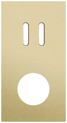 Plaque de recouvrement double, verticale 71 mm d'entraxe, pour une fonction de commutation double et une fonction de prise de courant, Niko Rocker alu gold brushed vue 1
