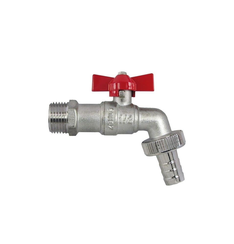 Robinet sphérique double service avec manette papillon 1/2" rouge vue 1