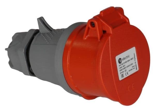 Fiche CEE femelle 5 x 16A 380 - 415Vac Rouge IP44 avec raccords rapides vue 1