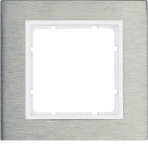 Plaque de recouvrement 1 poste Berker B.7 Inox / Blanc polaire vue 1