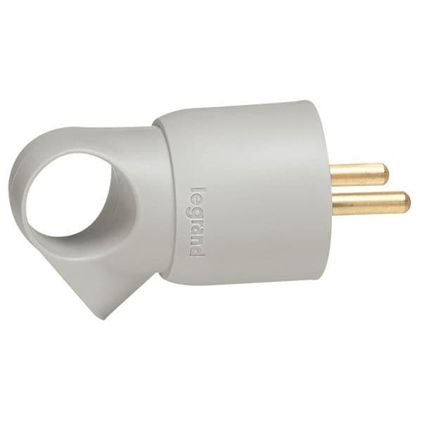 Fiche 2 pôles + T 16A avec anneau Gris vue 1