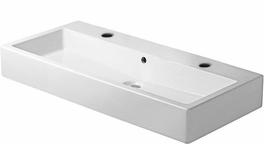 LAVABO DOUBLE VERO DURAVIT 100CM + 2 TROUS ROBINET BLANC vue 1
