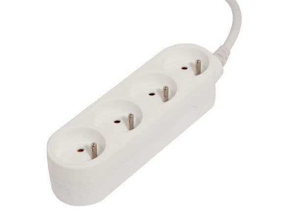 Multiprise 4 x 10 / 16A avec 3m de câble Blanc vue 1