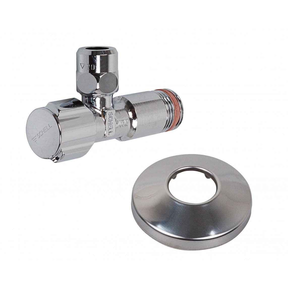49170699 SCHELL robinet d'équerre, 1/2" M x 3/8" x 10 mmQ, avec Rosace de tiroir, auto-étanche vue 1