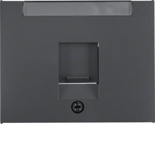 Enjoliveur avec 1 volet antipoussière et porte - étiquette Berker K.1 Anthracite, mat vue 1