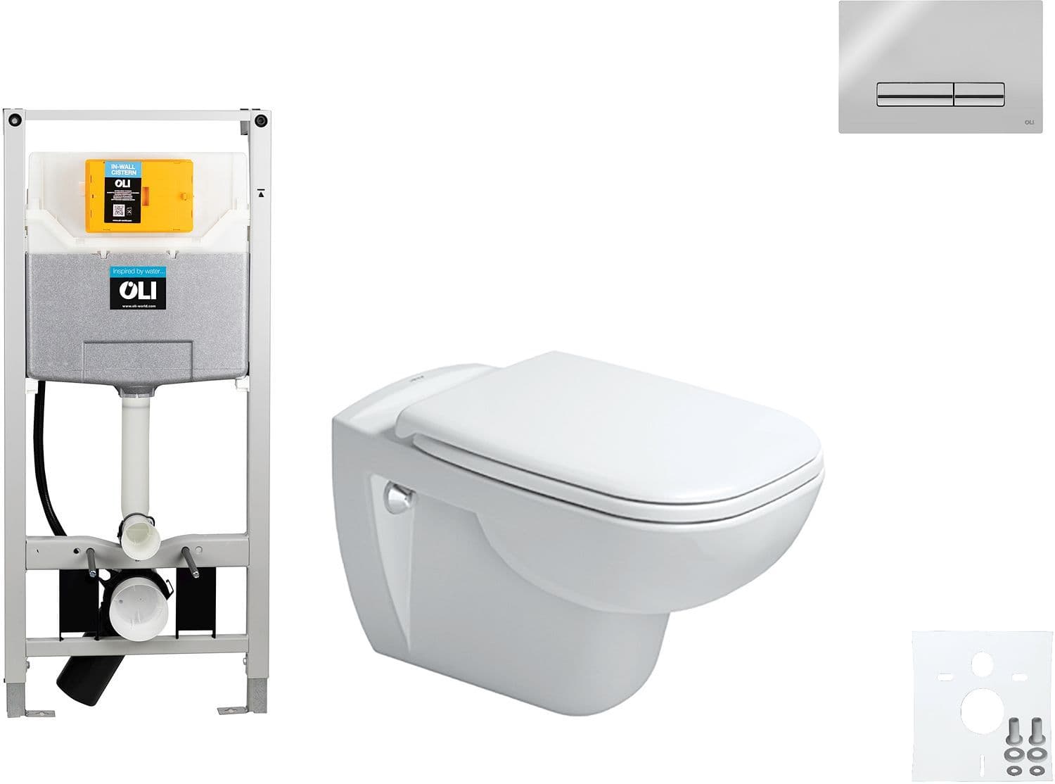 WALLFIX OLI WC SUSPENDU D-CODE DURAVIT CODE SOFT-CLOSE GLAM BRILLANT CHROME vue 1