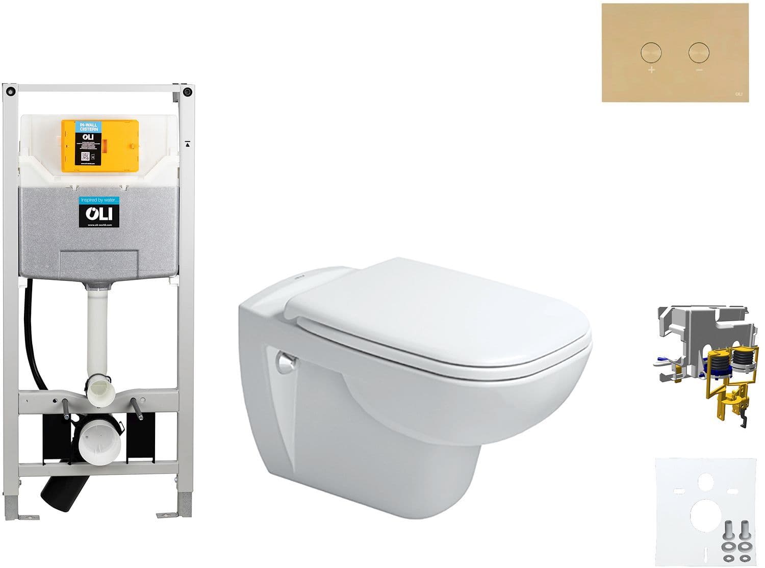 WALLFIX OLI WC SUSPENDU D-CODE DURAVIT CODE SOFT-CLOSE BLINK WHITE GOLD vue 1