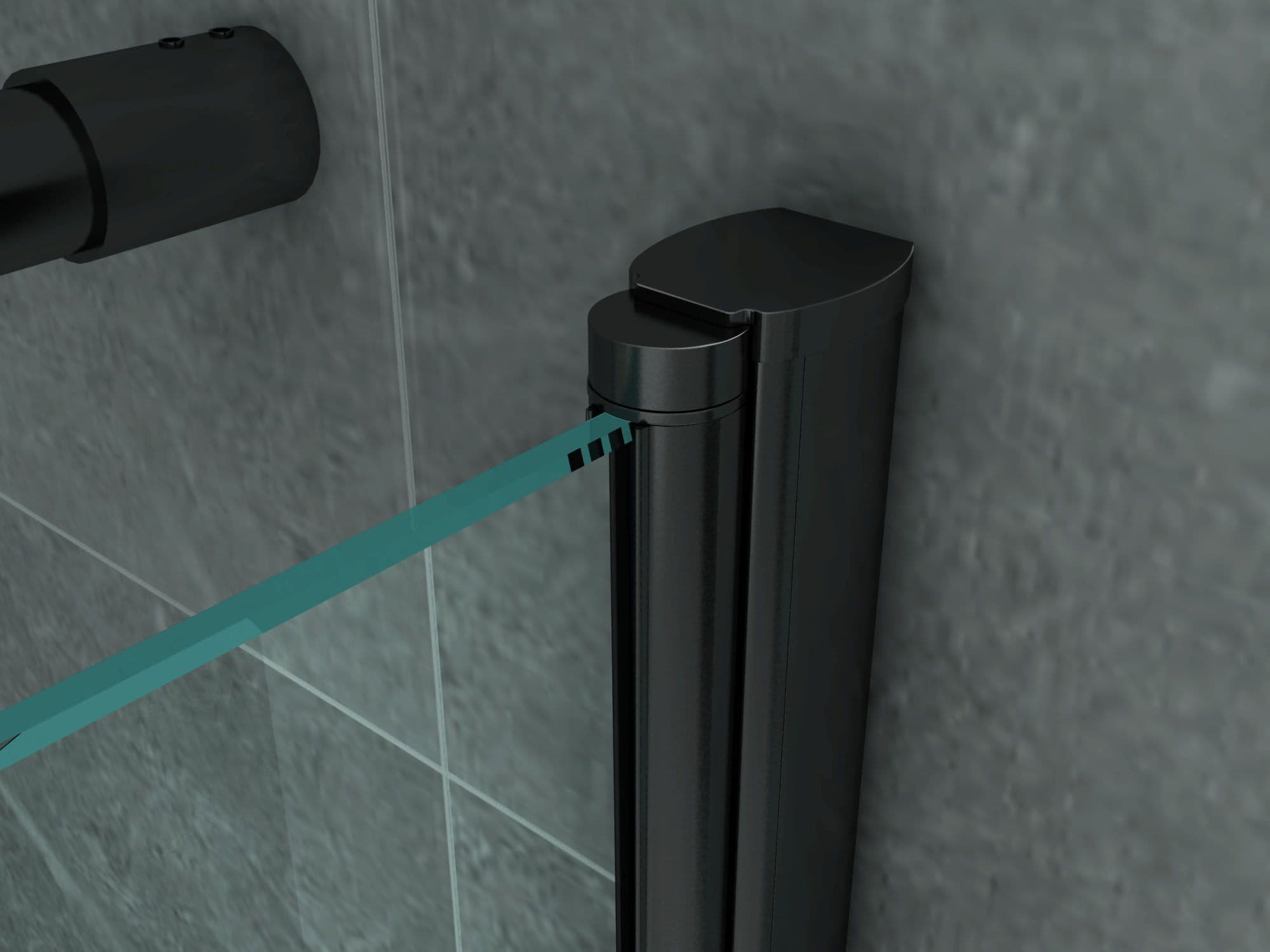 ALONI CABINE DE DOUCHE – PORTE PIVOTANTE ET PAROI LATÉRALE - 900X900X1900MM - NOIR MAT-VERRE CLAIR vue 1