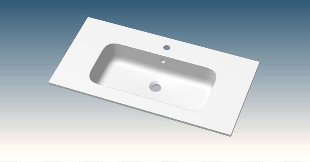 Van Marcke Paco tablette 1lavabo intégré 1 trou 900x15x460mm blanc brillant vue 1