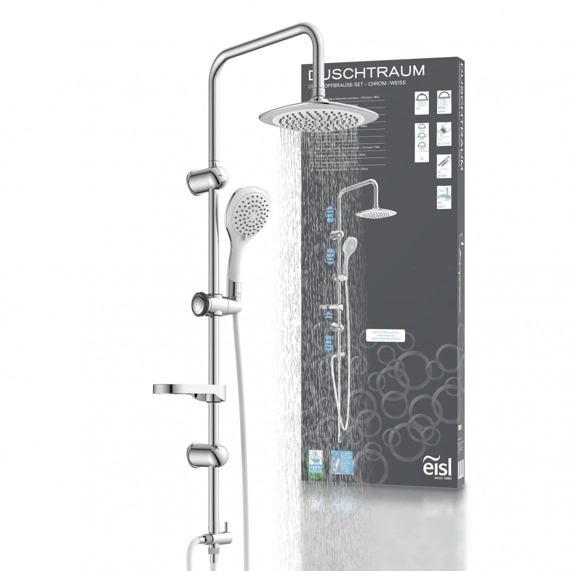 DXLD60087CS DUSCHTRAUM Set douche de pluie, chromé/blanc vue 1