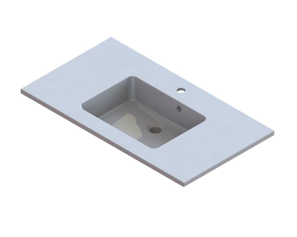 intro Taz tablette intégrée marbre minéral avec 1lavabo 900x500mm blanc vue 1