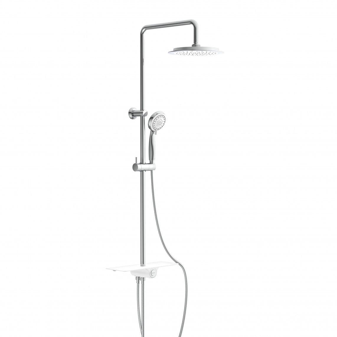 60500 AQUASTAR Set douche de pluie, chromé/blanc, avec tablette vue 1