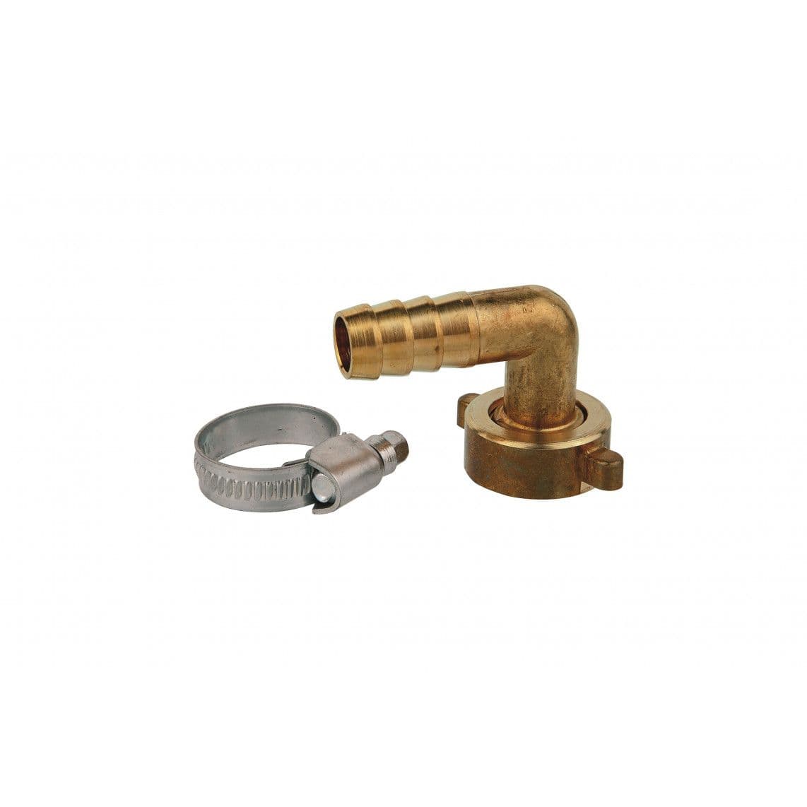 987388148 LT coude-raccord à visser pour flexible, vierge, 3/4"M x 1/2"T, avec collier de serrage vue 1