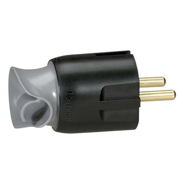 Fiche 2 pôles + T orientable câble 16A Noir vue 1
