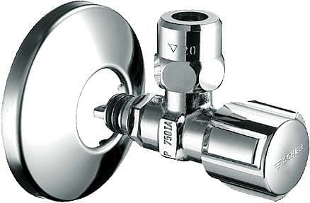 ROBINET D'ARRÊT EQUERRE QUICK SCHELL + ROSACE 54MM CHROME vue 1