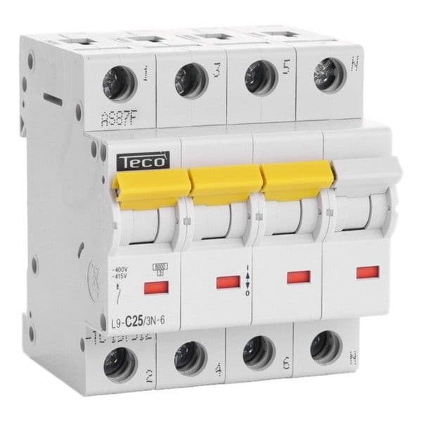 Disjoncteur 3 pôles + N 25A 6kA courbe C vue 1