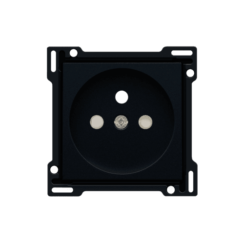 Set de finition pour prise de courant avec broche de terre et obturateurs de protection, profondeur d’encastrement de 28,5 mm, couleur black coated vue 1