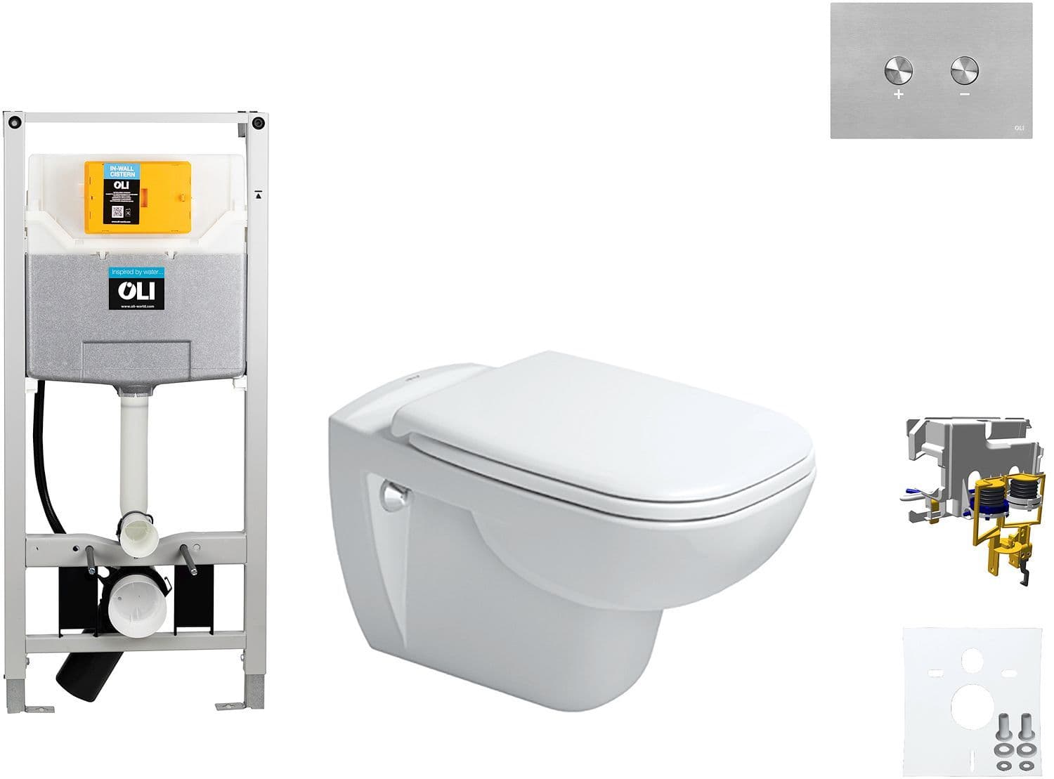 WALLFIX OLI WC SUSPENDU D-CODE DURAVIT CODE SOFT-CLOSE BLINK INOX vue 1