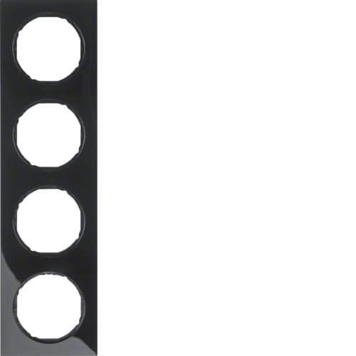 Plaque de recouvrement 4 postes Berker R.3 Noir, brillant vue 1