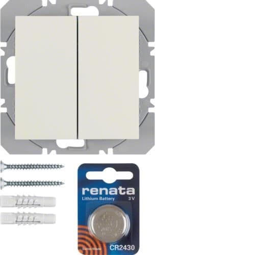 Bouton - poussoir double à pile radio quicklink Knx S.1 / B.3 / B.7 Blanc brillant vue 1