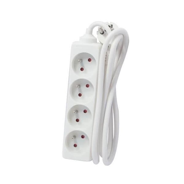 Multiprise 4 x 10 / 16A avec 5m de câble Blanc vue 1
