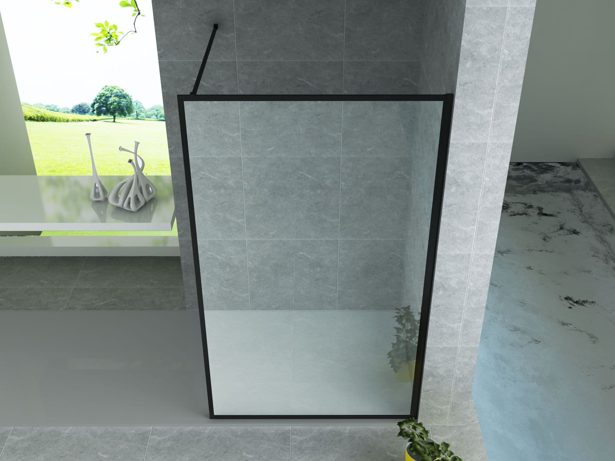 ALONI DOUCHE À L’ITALIENNE AVEC CADRE - 1400X2000MM - NOIR MAT-VERRE CLAIR vue 1