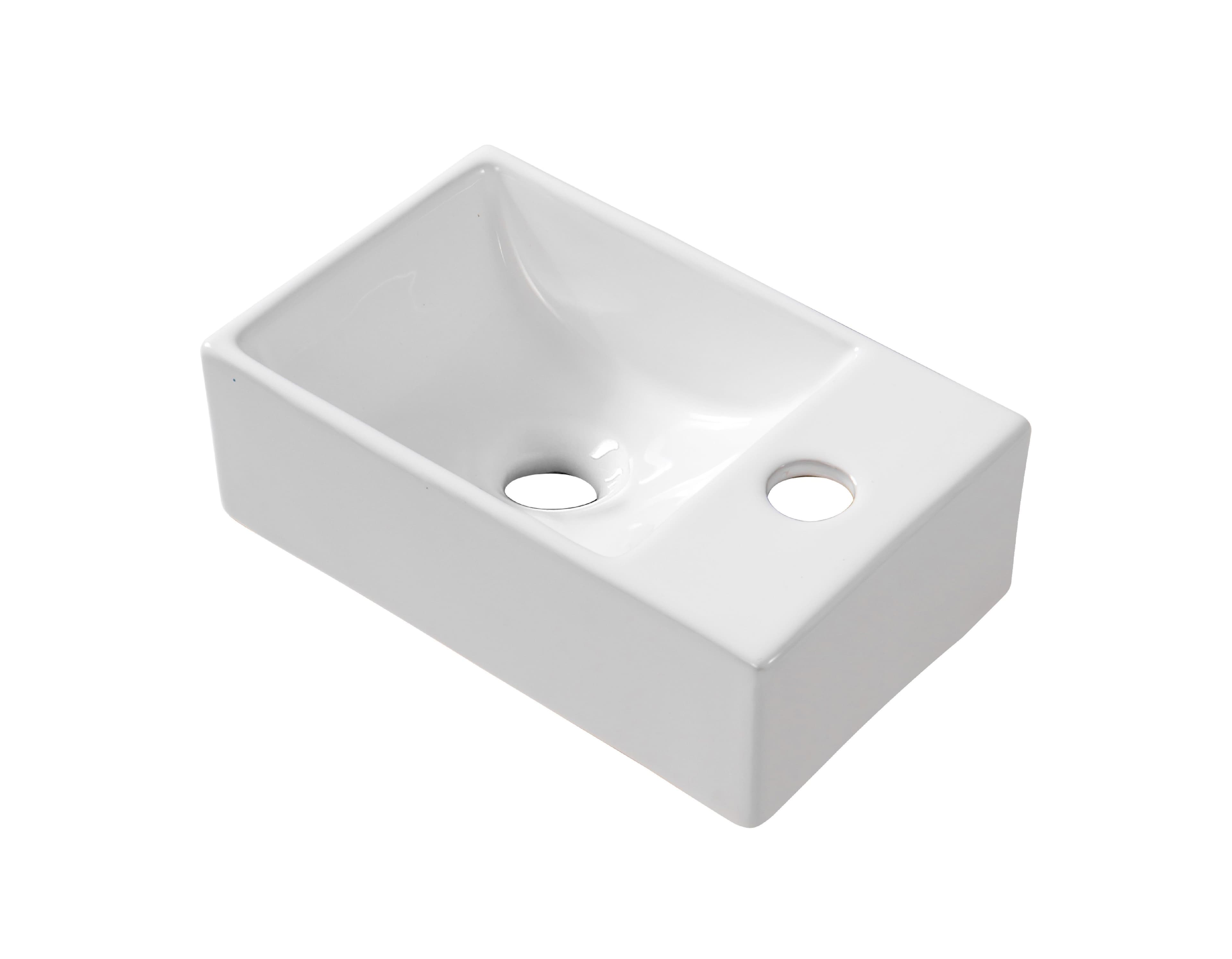ALONI LAVE-MAINS – SANS TROP-PLEIN – TROU DE ROBINET À DROITE – CÉRAMIQUE – 30,5X11X19CM – BLANC BRILLANT vue 1