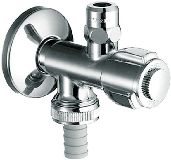 ROBINET D'ARRÊT EQUERRE SCHELL+RACCORD POUR LAVE-VAISSELLE 1/2" CHROME vue 1