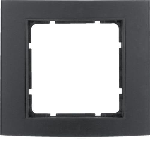 Plaque de recouvrement 1 poste Berker B.3 Alu, Noir / Anthracite vue 1