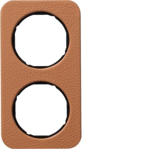 Plaque de recouvrement 2 postes R.1 Cuir Bruin / Noir vue 1