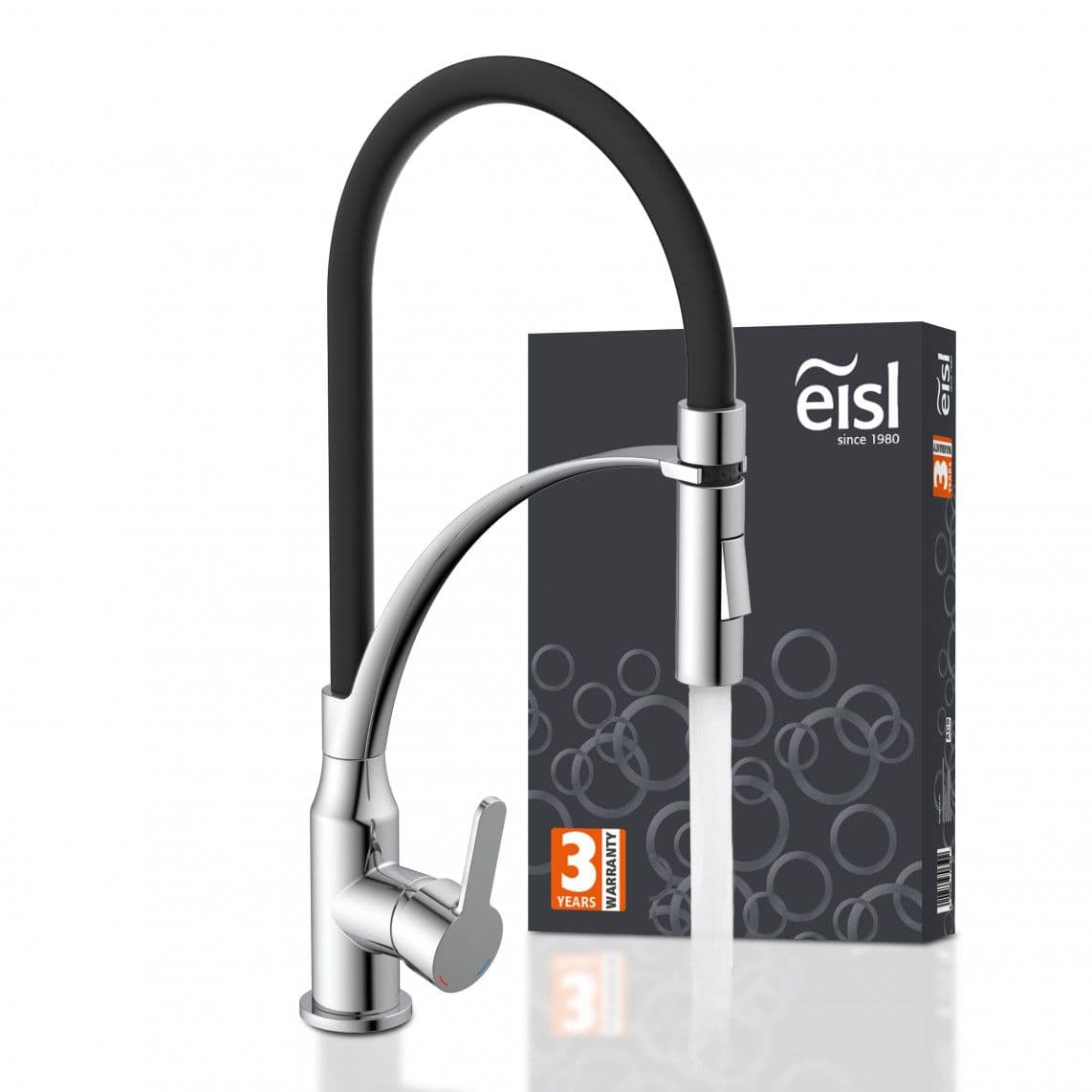 NI183CARCRB CARNEO Mitigeur évier, chromé/noir, avec flexible soft-touch vue 1