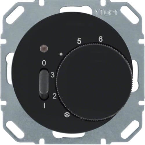 Thermostat d'ambiance, contact NF, Berker R.1 / R.3 Noir, brillant vue 1