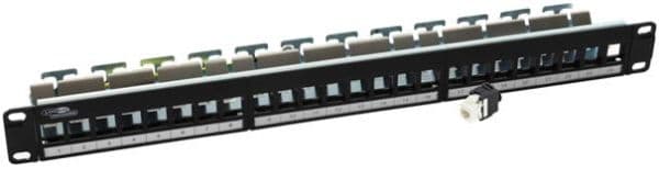 Panneau de brassage vide 24 ports + 26 x keystones sans outil UTP cat5 avec support de câbles vue 1
